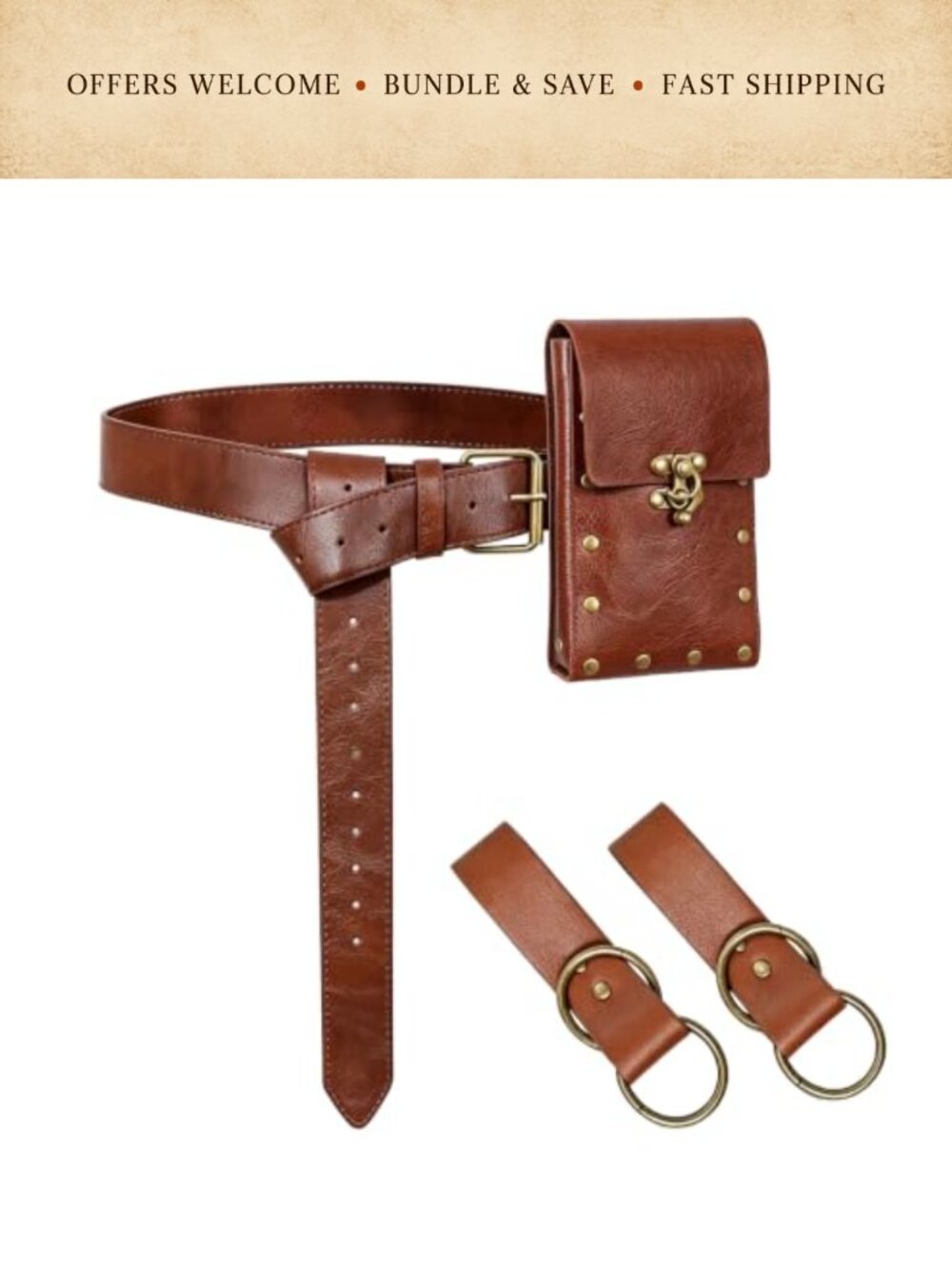 Renaissance Belt Pouch Set Leather Ren Faire Costume Accessories LARP